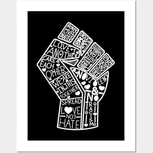 White in Black BLM Word Fist Posters and Art